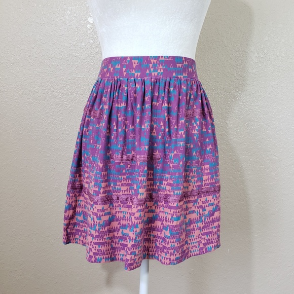Old Khaki Geometric Print Ombre Short Skirt - Picture 3 of 8